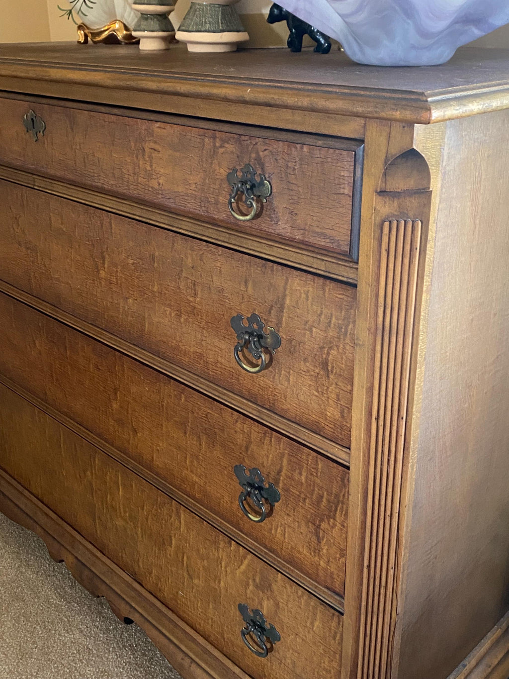 Vintage Queen Anne Dresser, West Michigan Furniture Company Chest, Solid Wood Drawers