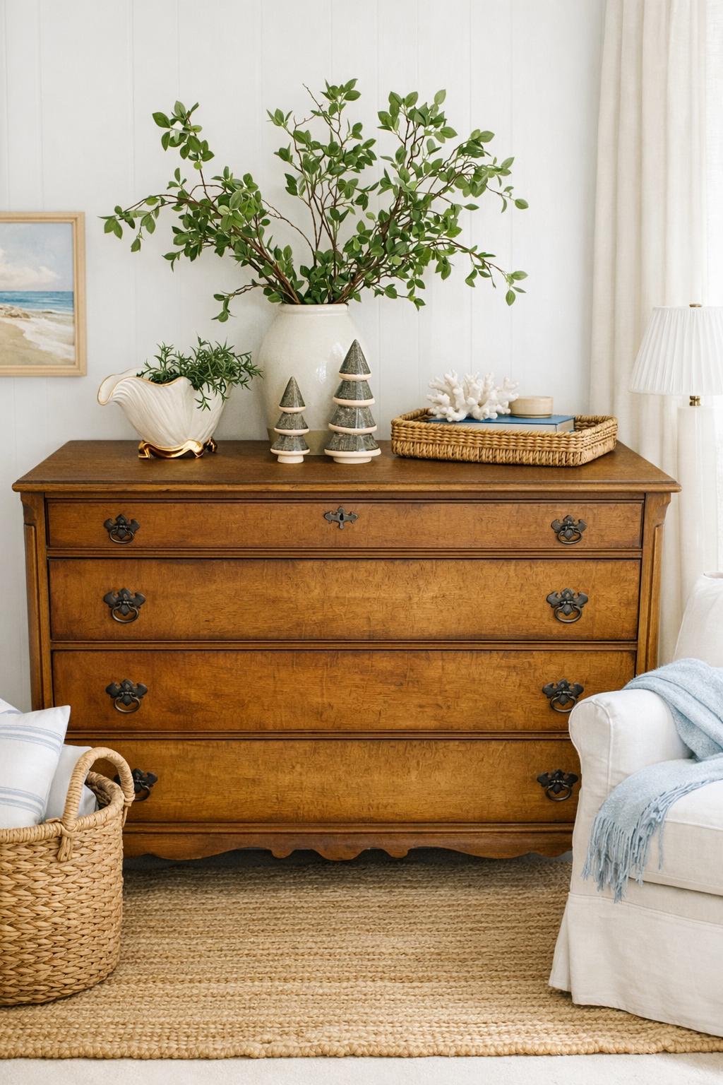Vintage Queen Anne Dresser, West Michigan Furniture Company Chest, Solid Wood Drawers