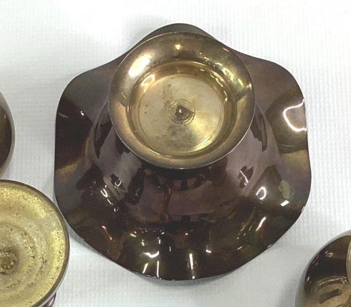 Vintage Scalloped Brass Pedestal Bowl, Mid Century Hollywood Regency Centerpiece