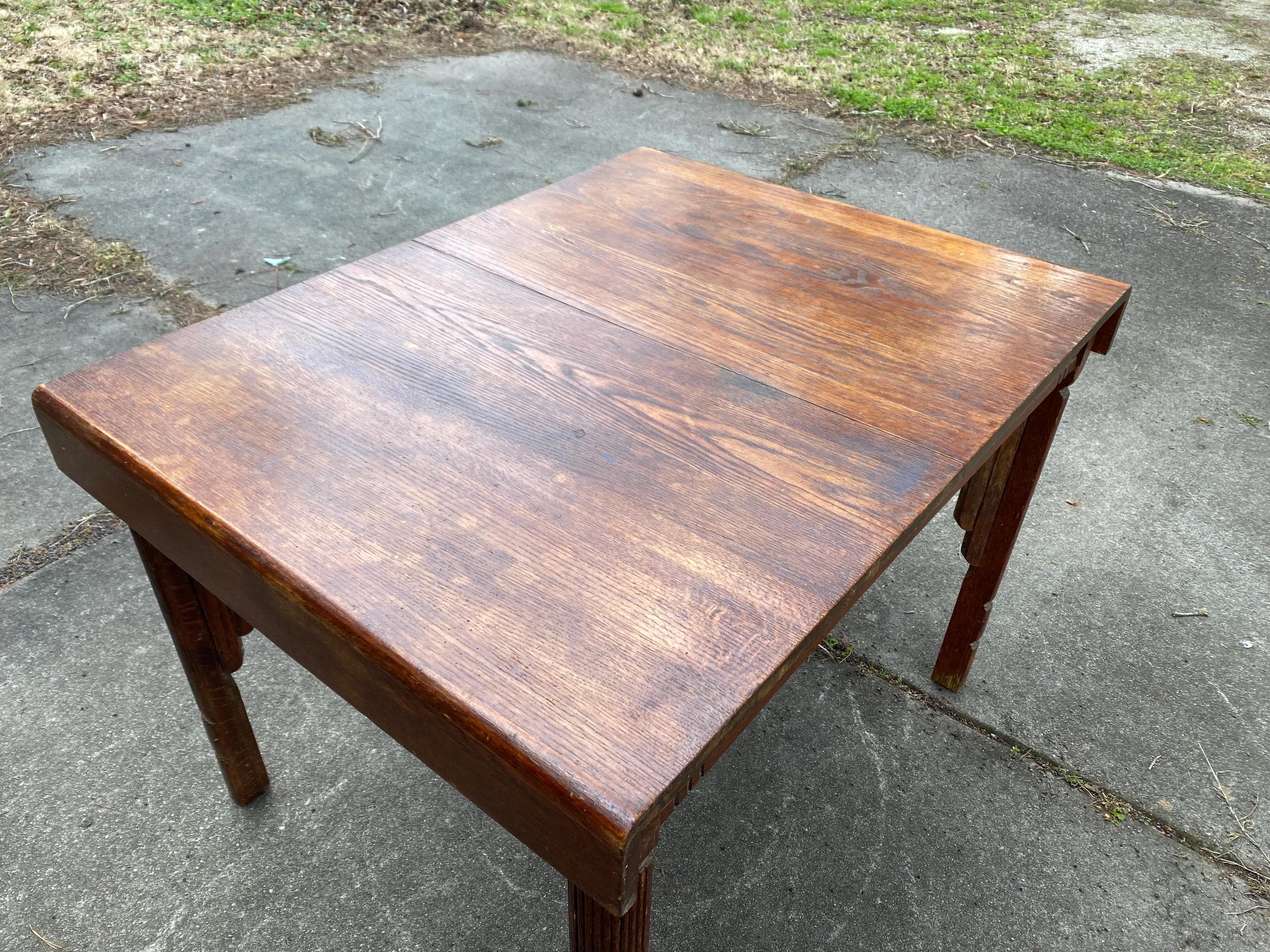 Antique Oak Jacobean Revival Dining Table | Carved English Farmhouse Kitchen Island
