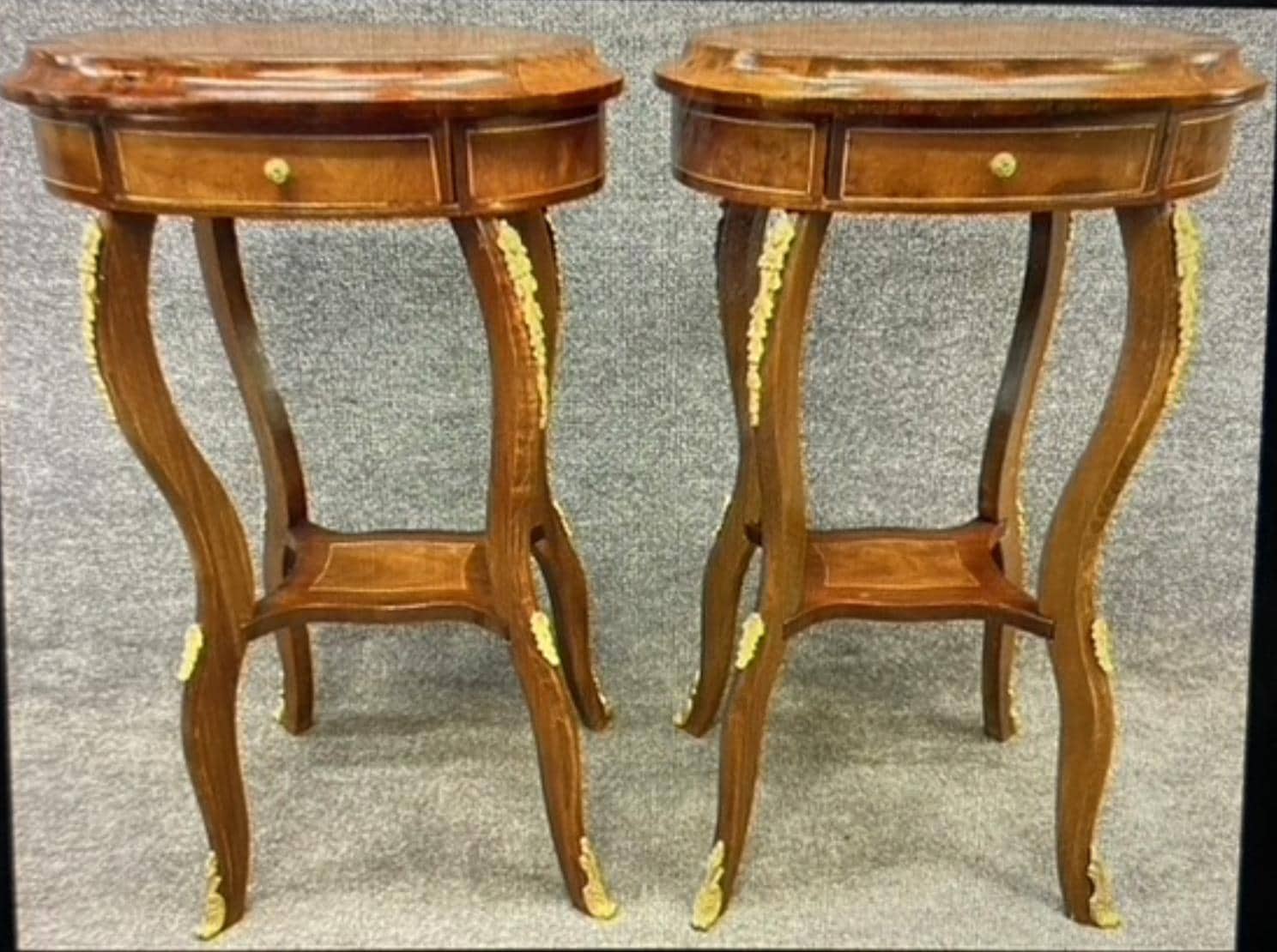 Antique French Louis XV Ormolu Side Tables – Gilt Bronze Salon Accent Pair