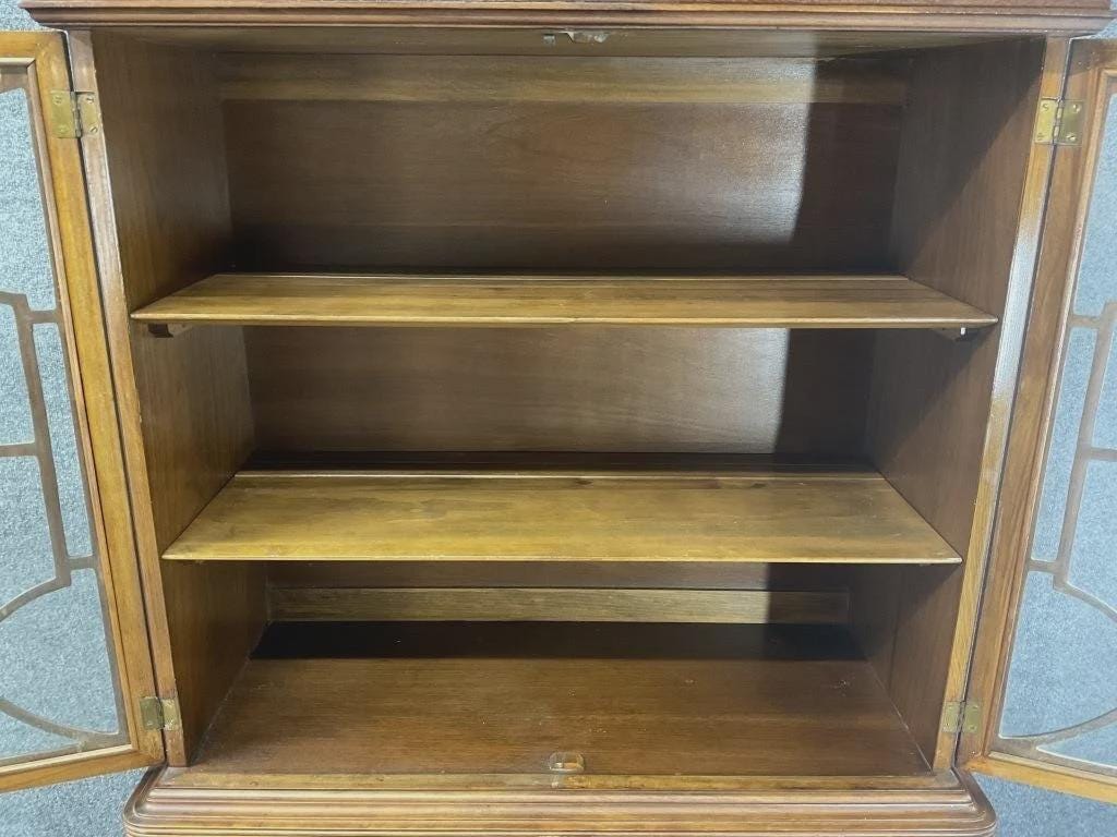 Antique Mahogany China Cabinet: Chippendale Revival Display Case, Circa 1920