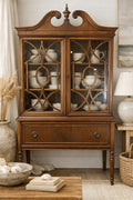 Antique Mahogany China Cabinet: Chippendale Revival Display Case, Circa 1920