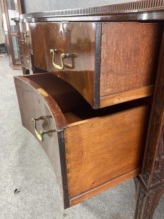 Antique Mahogany Hepplewhite Sideboard – Taper Leg Server, Gallery Back Buffet Console