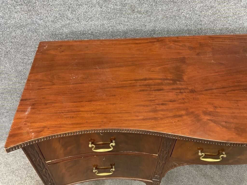Antique Mahogany Hepplewhite Sideboard – Taper Leg Server, Gallery Back Buffet Console