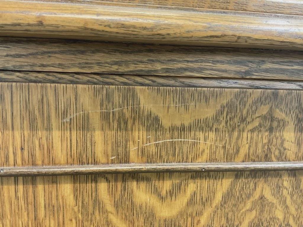 Antique Tiger Oak Bow Front China Cabinet | Victorian Curio Display Cabinet | Carved Oak Display Hutch | Antique Oak China Cabinet