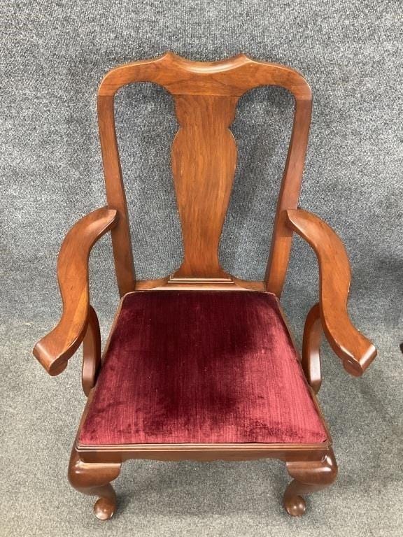 Set of 8 Henkel Harris Queen Anne Dining Chairs | 2 Arm, 6 Side | Traditional Heirloom