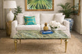Vintage Italian Faux Marble Coffee Table | Hollywood Regency Brass Legs