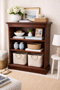 Vintage 1960s Solid Mahogany Bookcase – Traditional Executive Library Bookshelf with Crown Molding – Heirloom Quality