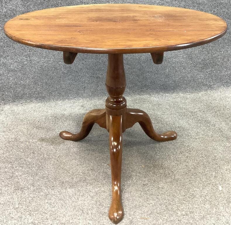Antique Tilt-Top Pedestal Tea Table | Colonial Revival Tripod Base Accent Table