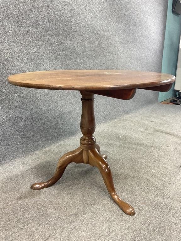 Antique Tilt-Top Pedestal Tea Table | Colonial Revival Tripod Base Accent Table