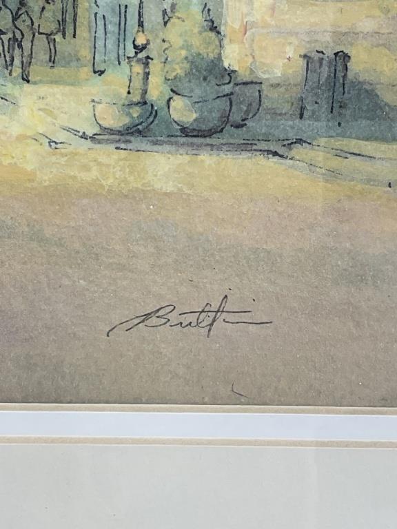 Vintage New Orleans Watercolor Painting – Jackson Square French Quarter Scene – Signed Butler – Ornate Gold Gilt Frame – 1930s–1960s