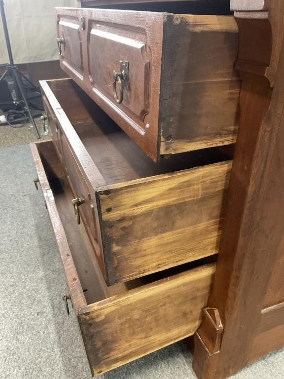 Antique Mid-19th Century Walnut Secretary Desk – 1850s–1860s Fall Front Writing Desk – Burl Walnut Victorian Bureau
