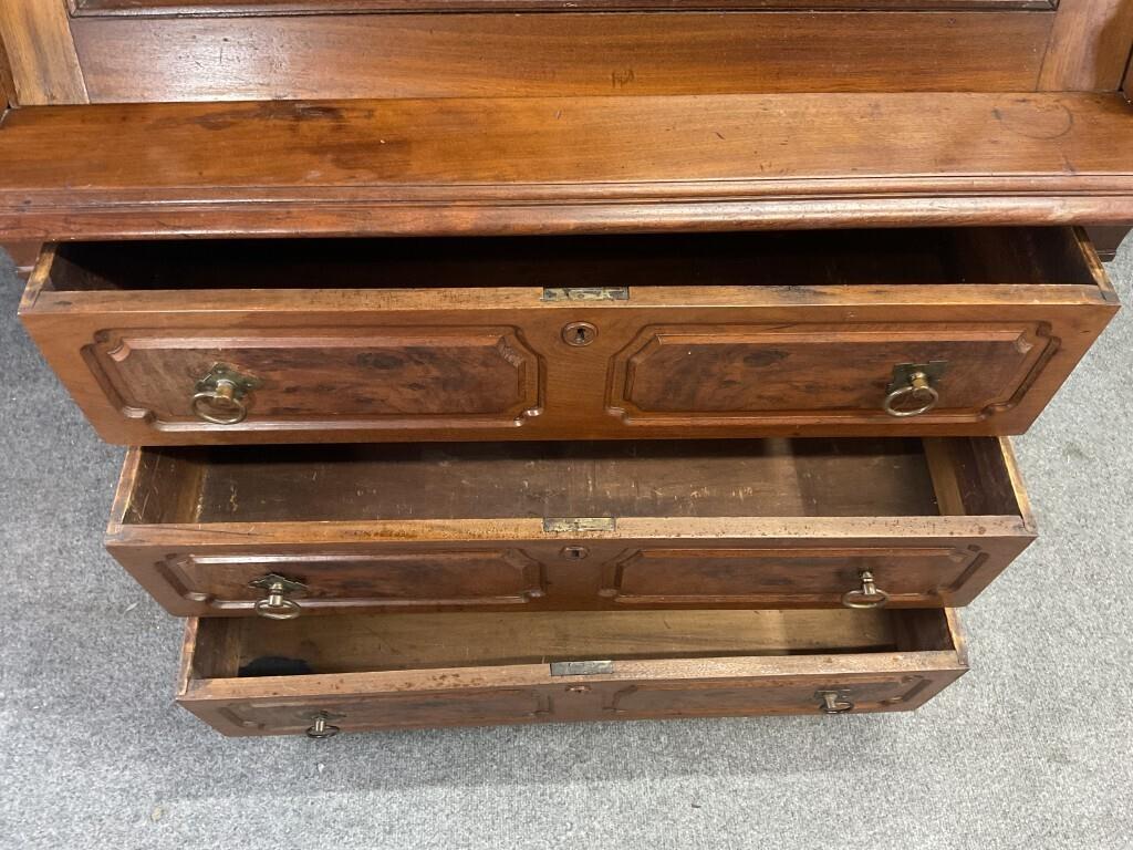 Antique Mid-19th Century Walnut Secretary Desk – 1850s–1860s Fall Front Writing Desk – Burl Walnut Victorian Bureau