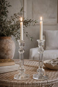 Vintage Val St Lambert Crystal Candlesticks Pair, Belgian Cut Crystal Candle Holders, Art Deco Faceted Glass, Elegant Table Decor