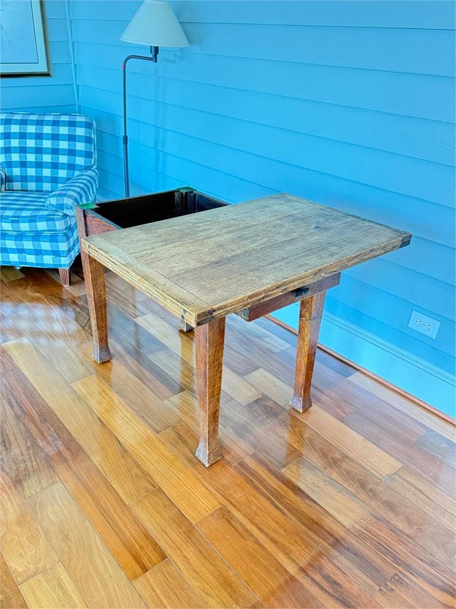 Antique Arts & Crafts Oak Rotating Game Table, Circa 1900–1910 | Mission Style Console, Early American Oak