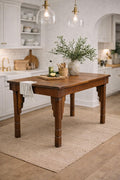 Antique Oak Jacobean Revival Dining Table | Carved English Farmhouse Kitchen Island