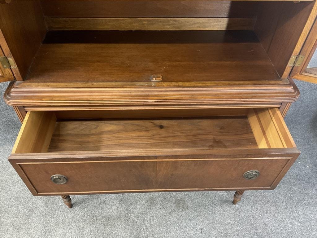 Antique Mahogany China Cabinet: Chippendale Revival Display Case, Circa 1920