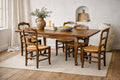 Set of 4 Antique French Provincial Ladderback Dining Chairs | Rush Seat Chairs | Louis XV French Country Dining Chairs