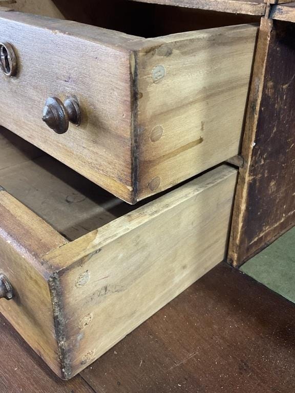 Antique Mid-19th Century Walnut Secretary Desk – 1850s–1860s Fall Front Writing Desk – Burl Walnut Victorian Bureau