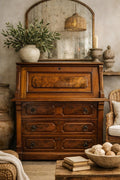 Antique Mid-19th Century Walnut Secretary Desk – 1850s–1860s Fall Front Writing Desk – Burl Walnut Victorian Bureau