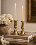 Vintage Brass Candlesticks Pair Mid Century Taper Candle Holders Classic Gold Candlesticks Estate Found Farmhouse Decor