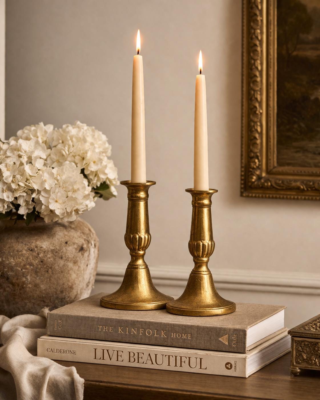 Vintage Brass Candlesticks Pair Mid Century Taper Candle Holders Classic Gold Candlesticks Estate Found Farmhouse Decor