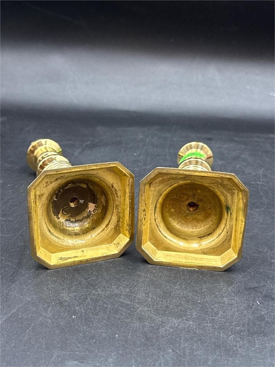 Vintage Baldwin Brass Candlesticks Pair, Solid Brass Colonial Candle Holders