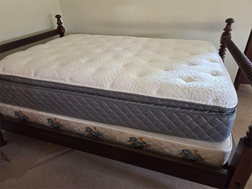 Antique Barley Twist Bed Frame Circa 1870s | Solid Wood Full Size Bed with Original Iron Hardware | Victorian English Bobbin Bed