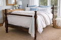 Antique Barley Twist Bed Frame Circa 1870s | Solid Wood Full Size Bed with Original Iron Hardware | Victorian English Bobbin Bed