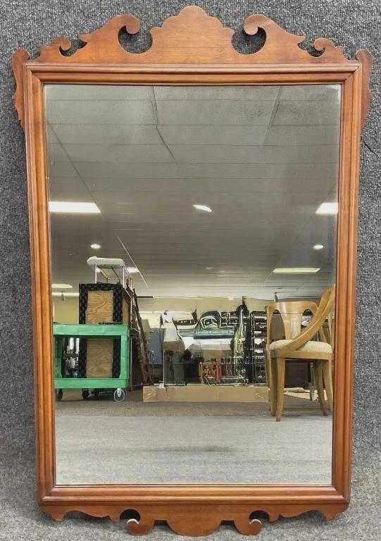 Antique Chippendale Style Mahogany Wall Mirror, Traditional Scroll Pediment Mirror, Antique Style Entryway Mirror