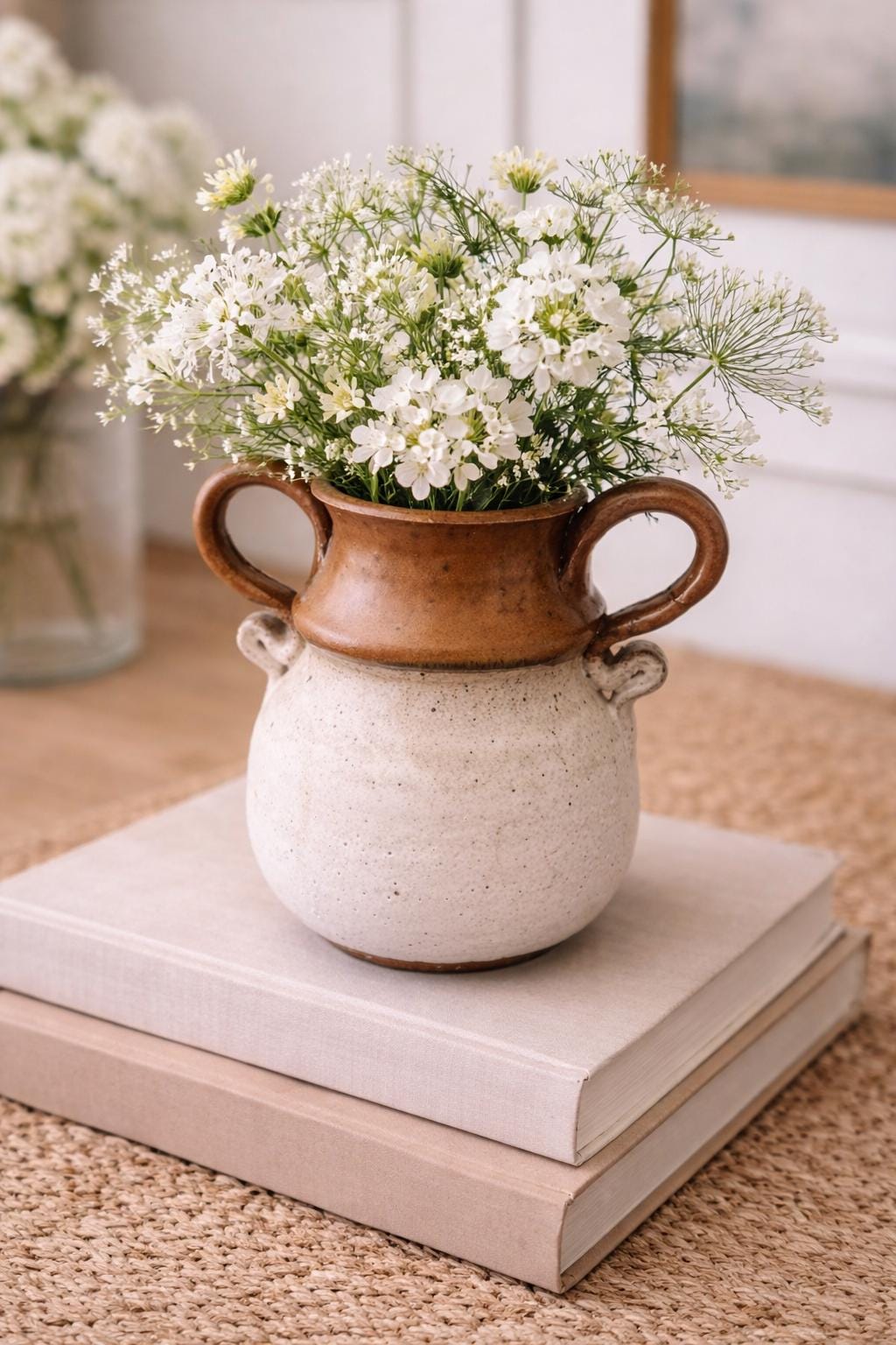Vintage Studio Pottery Vase, Double Handle Ceramic Vessel, Rustic Neutral Pottery, Wabi Sabi Home Decor, Handmade Stoneware Vase