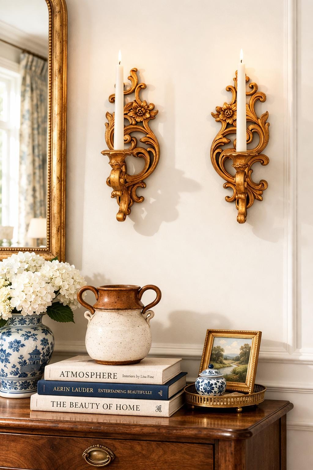 Vintage Syroco Gold Wall Sconces Pair – Hollywood Regency Rococo Candle Holders – Ornate Mid Century Wall Decor