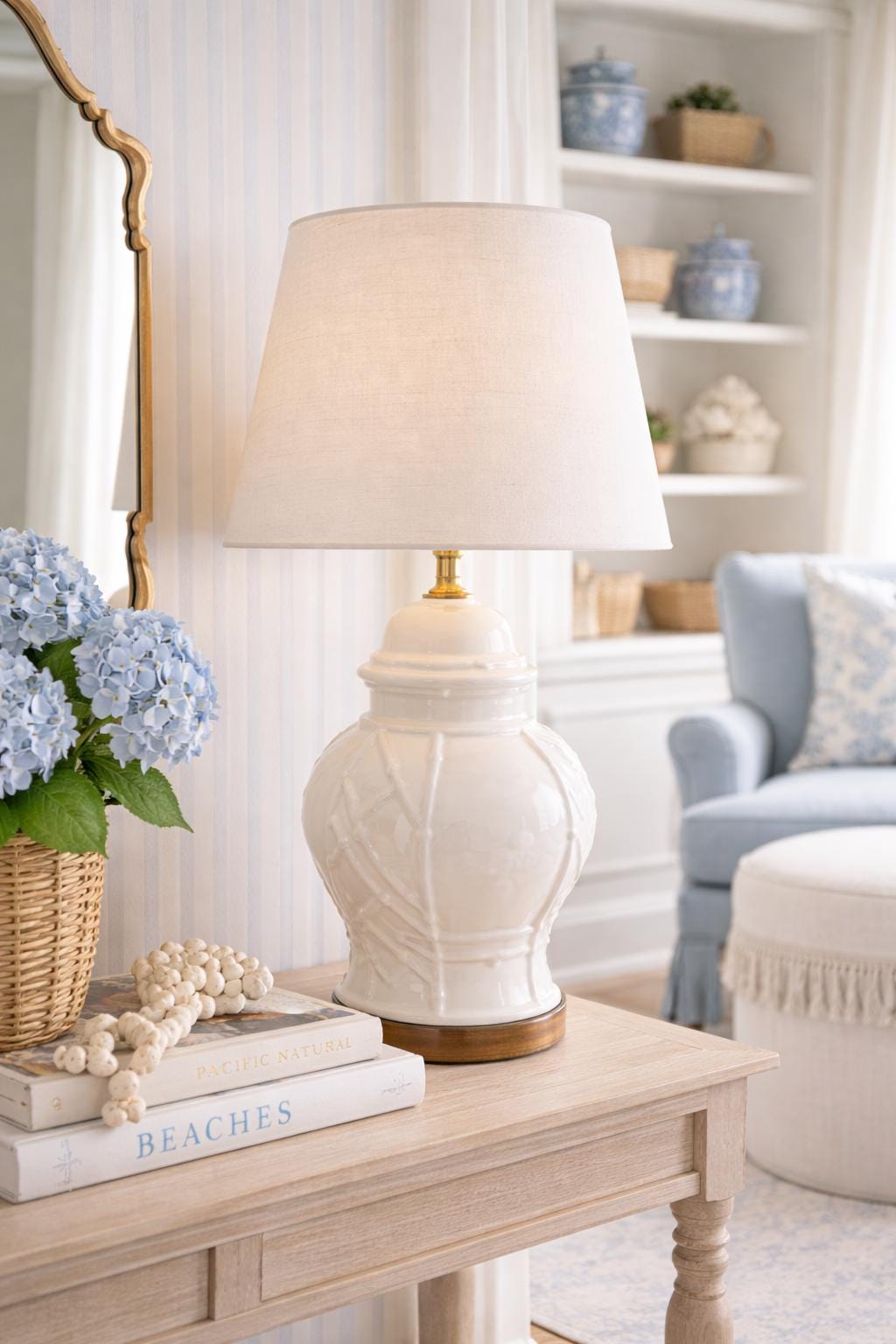 Vintage Milk Glass Ginger Jar Lamp, 1940s White Art Deco Table Lamp with Wheat Relief, Coastal Grandmillennial Lighting