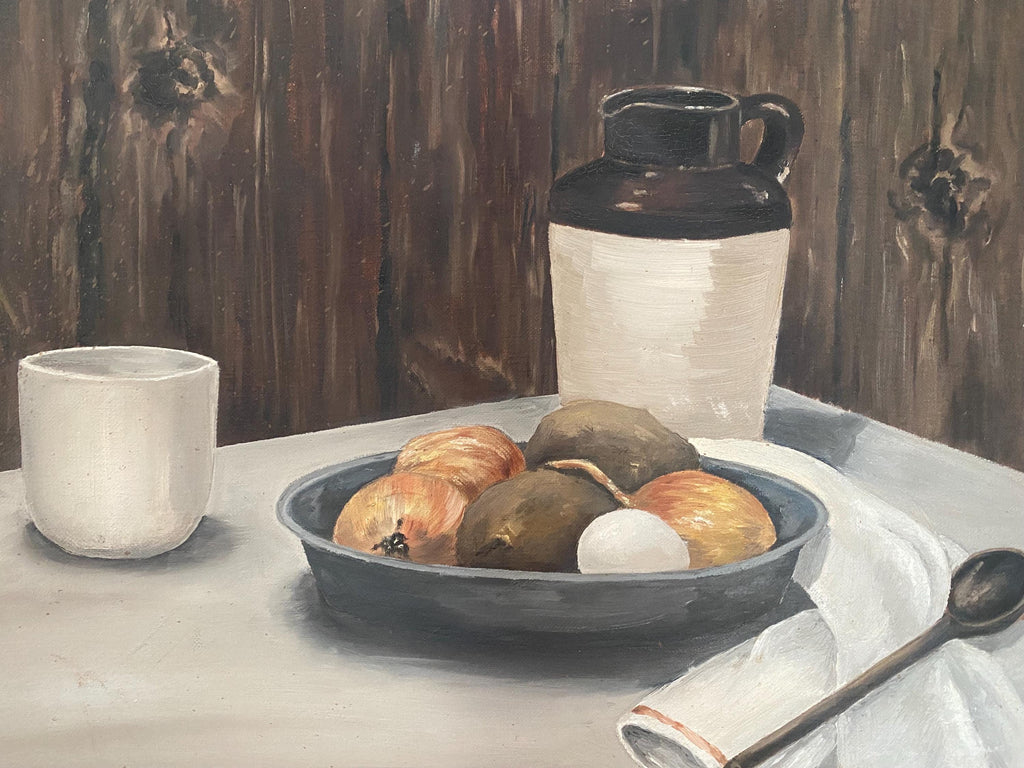 Signed A.W. Klein Still Life Oil Painting, Farmhouse Kitchen Art, Framed