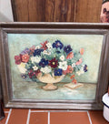 Vintage Floral Still Life Painting, Framed Oil Style Artwork, French Country Wall Art, Grandmillennial Decor, European Cottage Interior Art