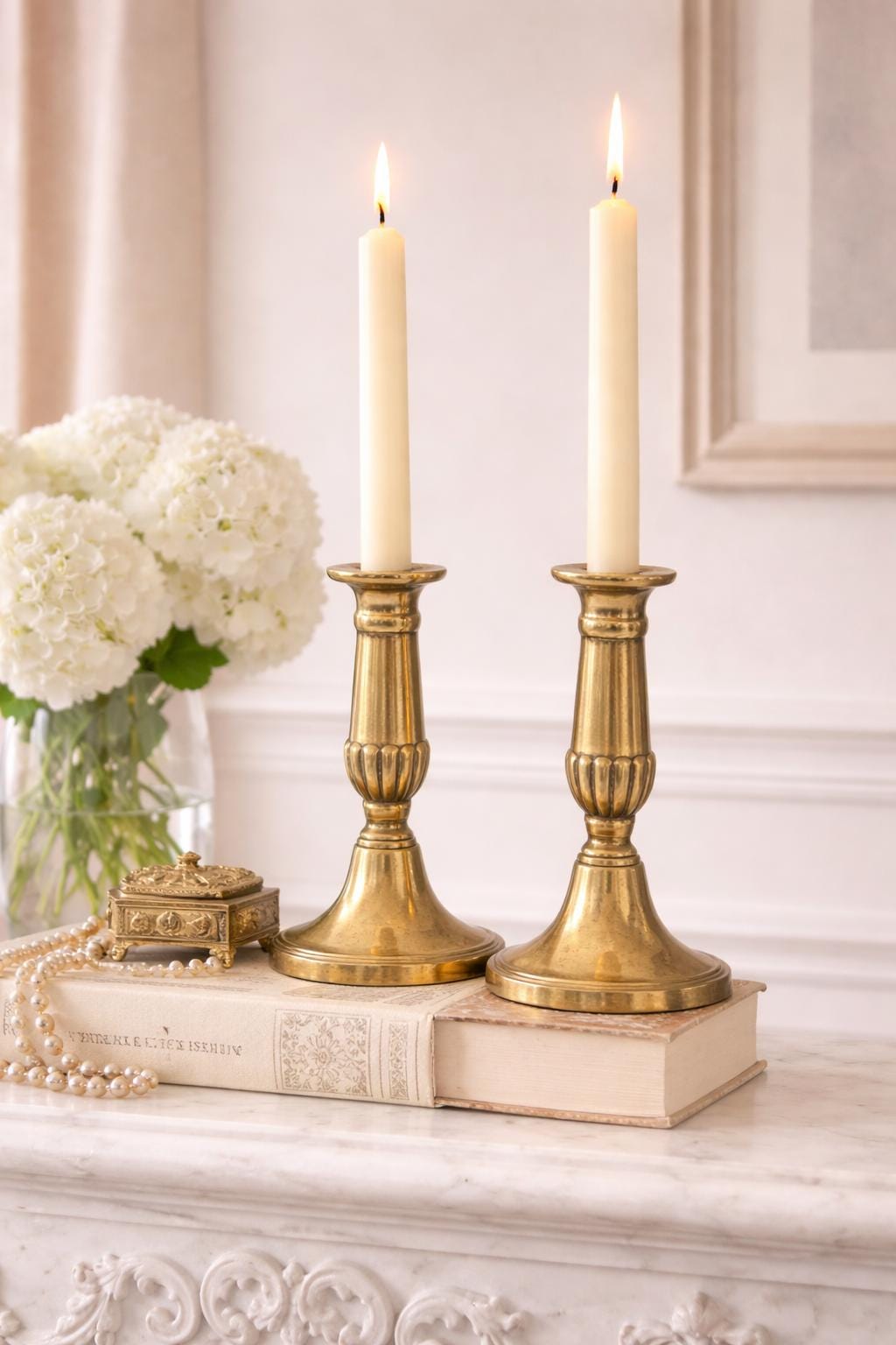 Vintage Brass Candlesticks Pair Mid Century Taper Candle Holders Classic Gold Candlesticks Estate Found Farmhouse Decor
