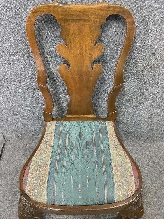Antique Mahogany Dining Chairs Set of 6 | Chippendale Style Ball and Claw Feet | Vintage Upholstered Dining Chairs | Traditional Dining Set