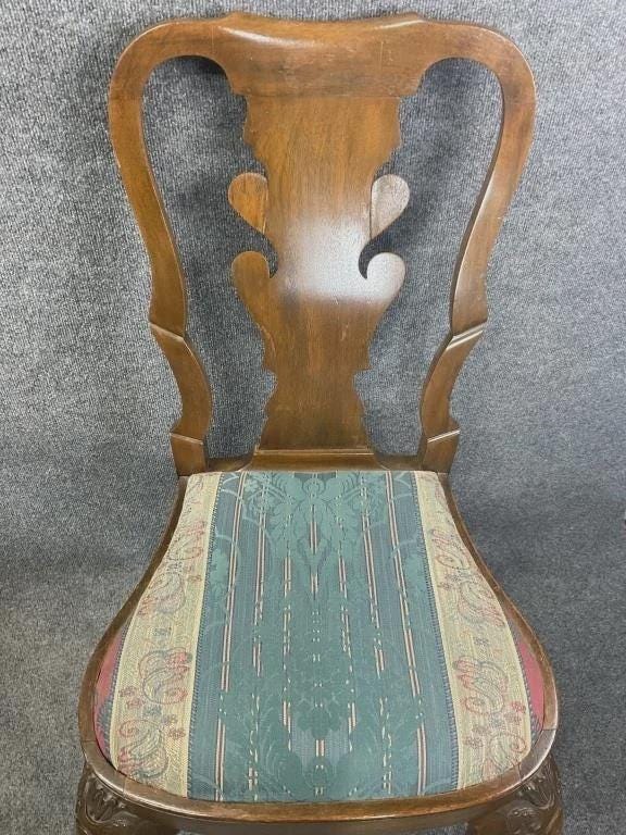 Antique Mahogany Dining Chairs Set of 6 | Chippendale Style Ball and Claw Feet | Vintage Upholstered Dining Chairs | Traditional Dining Set