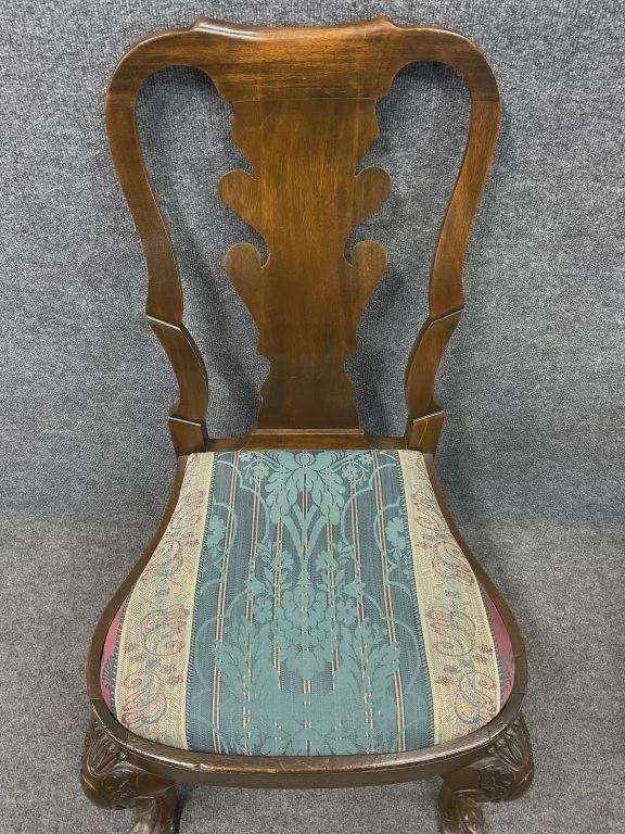 Antique Mahogany Dining Chairs Set of 6 | Chippendale Style Ball and Claw Feet | Vintage Upholstered Dining Chairs | Traditional Dining Set