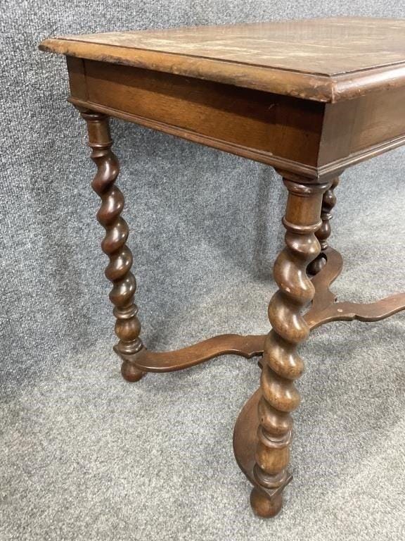 Antique English Barley Twist Entry Table, Solid Oak Console, Jacobean Revival Side Table, Vintage Hall Table, Twisted Leg Accent