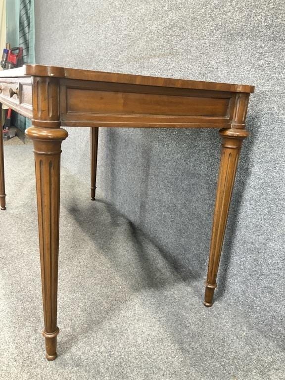 Vintage Heritage Furniture Fruitwood Italian Regency Writing Desk | Fluted Leg Console Table | Classic Traditional Study Desk | Drexel Desk