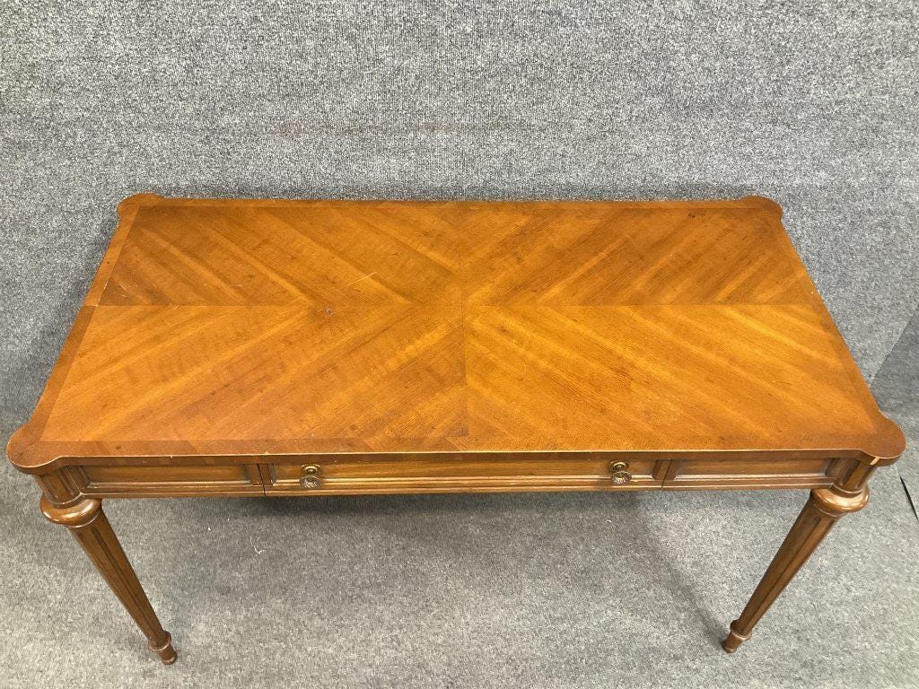 Vintage Heritage Furniture Fruitwood Italian Regency Writing Desk | Fluted Leg Console Table | Classic Traditional Study Desk | Drexel Desk