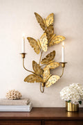 Vintage Brass Butterfly Wall Sconce, 3 Arm Brass Candelabra, Hollywood Regency Wall Sculpture, Mid Century Brass Wall Decor, Italian Style