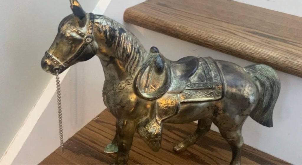 Large Brass Horse Statue, Equestrian Decor, Vintage Brass Horse Sculpture, Hollywood Regency Style, Statement Shelf or Console Decor