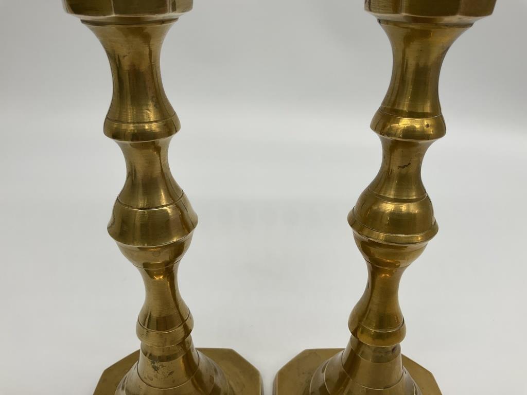 Vintage Pair of Solid Brass Candlesticks | 11.25" Tall Heavy Brass Taper Holders | Traditional Brass Mantle Decor
