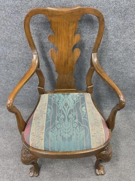 Antique Mahogany Dining Chairs Set of 6 | Chippendale Style Ball and Claw Feet | Vintage Upholstered Dining Chairs | Traditional Dining Set