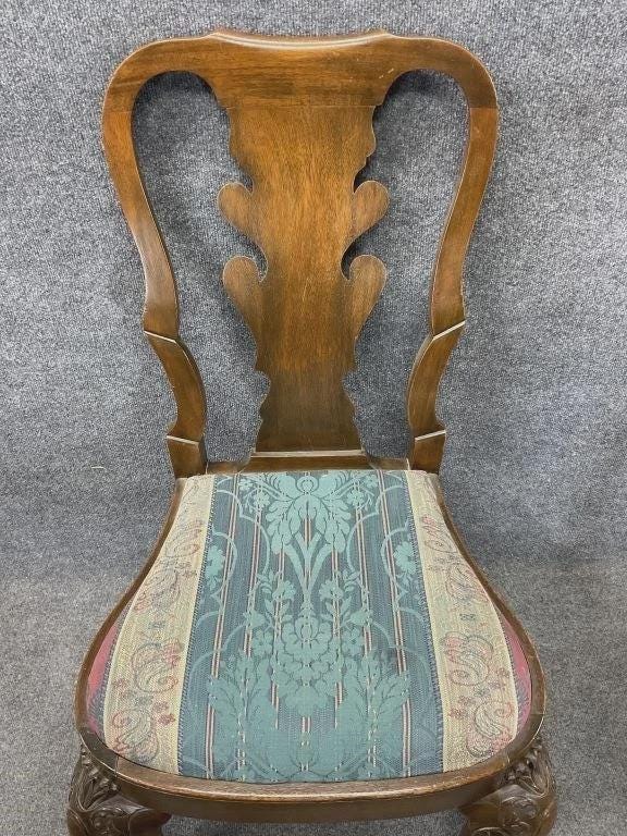Antique Mahogany Dining Chairs Set of 6 | Chippendale Style Ball and Claw Feet | Vintage Upholstered Dining Chairs | Traditional Dining Set