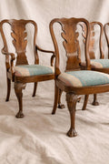 Antique Mahogany Dining Chairs Set of 6 | Chippendale Style Ball and Claw Feet | Vintage Upholstered Dining Chairs | Traditional Dining Set