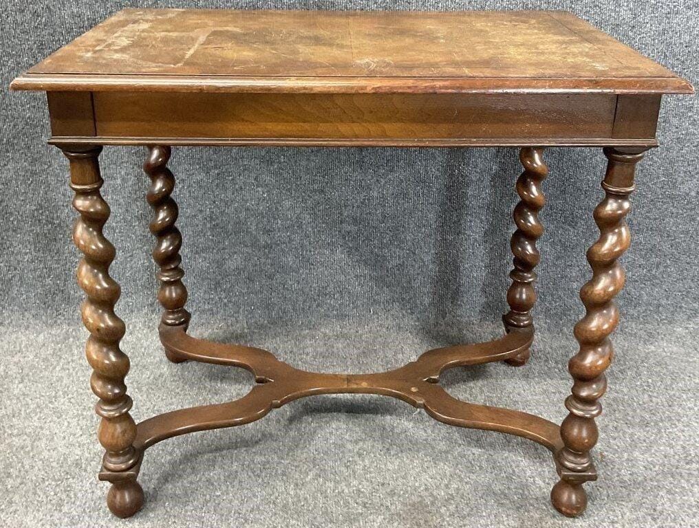 Antique English Barley Twist Entry Table, Solid Oak Console, Jacobean Revival Side Table, Vintage Hall Table, Twisted Leg Accent